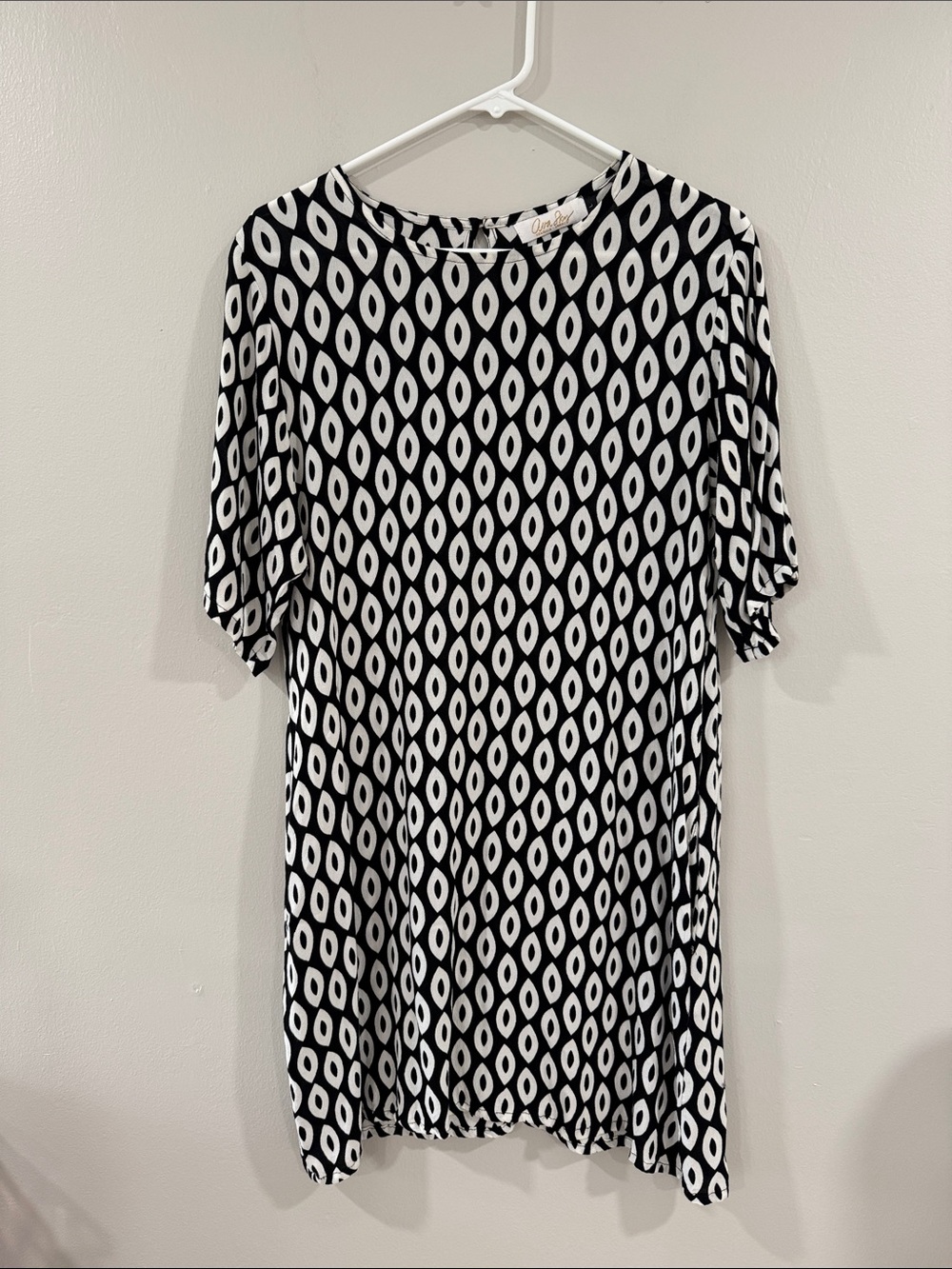 Ava Sky fighting Eel Black and White Geometric printed shift Dress